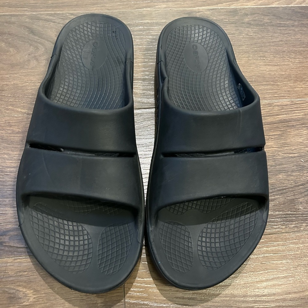 OOFOS OOAH Slides Mens Size M13 W15 EU 46 Black Comfort Recovery Sandals